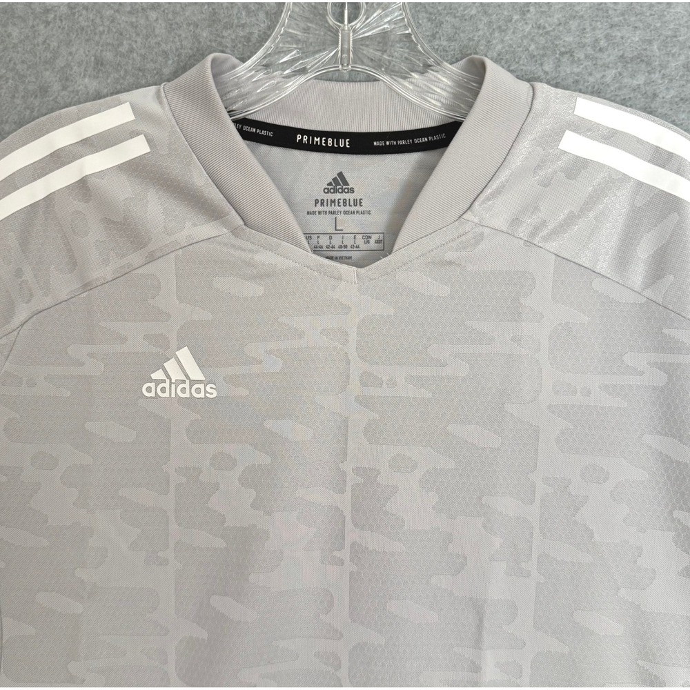 NEW! Adidas Condivo 21 Soccer Jersey Womens Large Grey Camo Soccer Training Top
